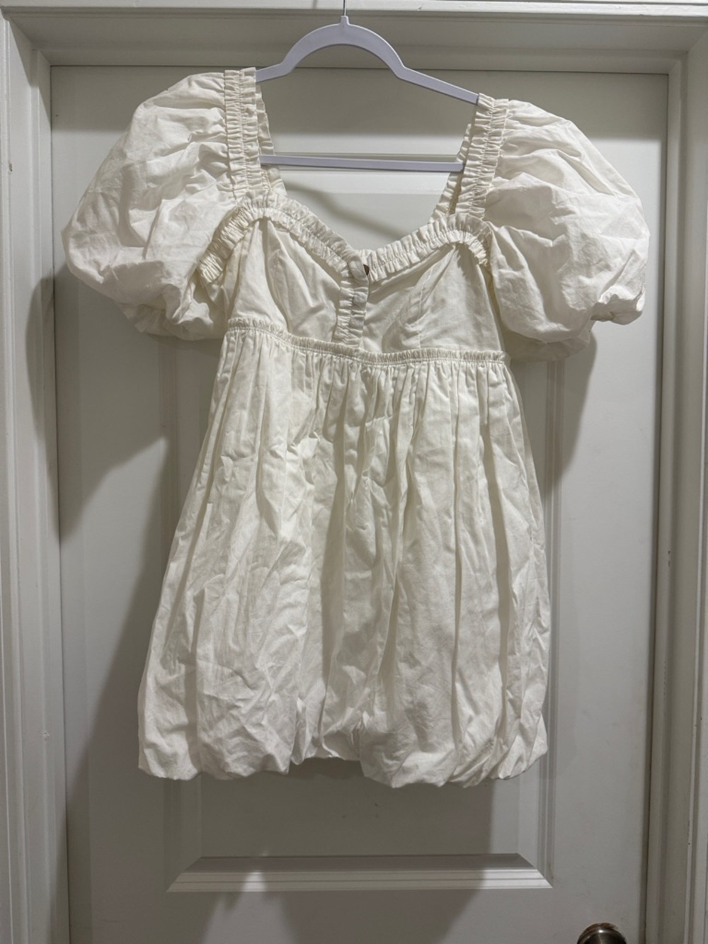 Free People Cream Puff Sleeve Mini Dress - Cream